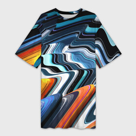 Платье-футболка 3D с принтом Abstraction expressive pattern в Екатеринбурге,  |  | abstraction | color | expressionism | pattern | stripe | абстракция | полоса | узор | цвет | экспрессия