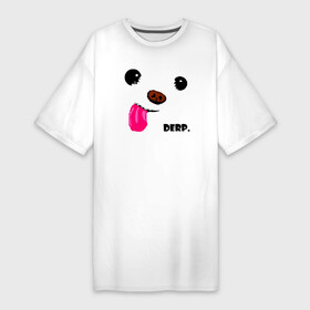 Платье-футболка хлопок с принтом Derp Dog в Екатеринбурге,  |  | derp dog | meme | голова | дерп дог | дерпдог | интернет мем | интернет прикол | мем | мемасик | мемы | прикол | собака | шутка