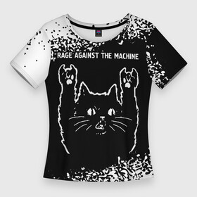 Женская футболка 3D Slim с принтом Rage Against The Machine  Rock Cat в Екатеринбурге,  |  | against | band | machine | metal | rage | rage against the machine | rock | the | группа | кот | краска | машин | рок | рок кот | рэйдж | спрей