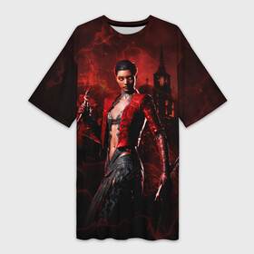 Платье-футболка 3D с принтом Vampire Bloodhunt в Екатеринбурге,  |  | bloodhunt | the masquerade | vampire | бладхант | вампиры | игра