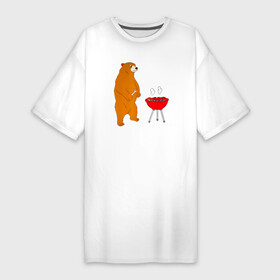Платье-футболка хлопок с принтом Bear Grills (Беар Гриллс) в Екатеринбурге,  |  | bear | bear grills | беар гриллс | белый | биргрилс | бурый | гризли | гриль | зверь | косолапый | медведи | медведь | мишка | панда | прикол | топтыгин | хищник | шутка
