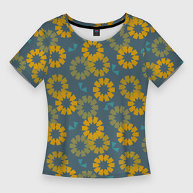 Женская футболка 3D Slim с принтом Абстрактные подсолнухи в Екатеринбурге,  |  | абстракция | паттерн | подсолнухи | природа | цветочный | цветы