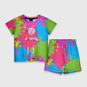 Детский костюм с шортами 3D с принтом Мама длинные ноги в ярких красках в Екатеринбурге,  |  | poppy playtime | видеоигра | игра | мама | мама длинные ноги | поппи плейтайм