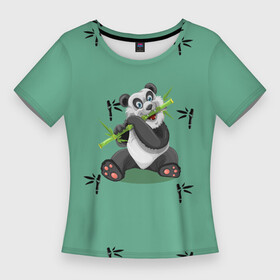 Женская футболка 3D Slim с принтом Пандовая семья  Папа в Екатеринбурге,  |  | family | family look | family style | panda | pandas | бамбук | белый | для семьи | зеленый | медведи | медведь | мишка | мишки | панда | панды | папа | папе | папочка | папочке | семейные | семейный | семейный стиль | семья