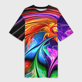 Платье-футболка 3D с принтом Красочный абстрактный цветочный паттерн  Color abstract pattern в Екатеринбурге,  |  | abstraction | color | flowers | ornament | pattern | абстракция | орнамент | узор | цвет | цветы