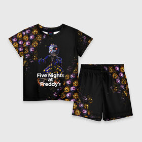 Детский костюм с шортами 3D с принтом Five Nights at Freddy s Луна (паттерн) в Екатеринбурге,  |  | 5 ночей с фредди | daycare att | five nights at freddys | foxy | security breach | аниматроники | воспитатель | игра | компьютерная игра | луна | фокси | фредди | фреди | чика