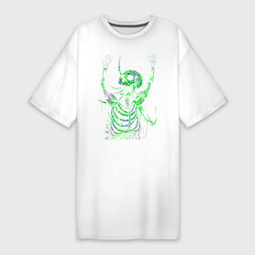Платье-футболка хлопок с принтом кислотный скелет в Екатеринбурге,  |  | кислота | кислотный цвет | кости | насыщенный цвет | разноцветный | скелет | токсичный | череп | яд | ядовитый | яркий