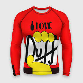 Мужской рашгард 3D с принтом Love Duff в Екатеринбурге,  |  | beer | duff | hand | homer | love | simpsons | гомер | даф | дафф | любовь | рука | симпсоны