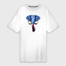 Платье-футболка хлопок с принтом Слон с тесаком в Екатеринбурге,  |  | elephant | азиатский слон | голова | животное | зверь | индийский слон | кровавый | кровь | нож | ножик | слон | слоненок | слоник | слониха | слоны | слоняра | тесак | уши | хобот | элефант
