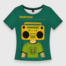 Женская футболка 3D Slim с принтом Radiohead голова магнитофон в Екатеринбурге,  |  | radio head | radiohead | thom yorke | одержимый чем то | радио хед | радиохед | радиохэд | рок | рок группа | том йорк | томас эдвард йорк | фанат