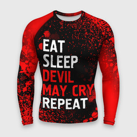 Мужской рашгард 3D с принтом Eat Sleep Devil May Cry Repeat + Арт в Екатеринбурге,  |  | Тематика изображения на принте: cry | devil | eat sleep devil may cry repeat | logo | may | девил | игра | игры | край | краска | лого | логотип | мэй | символ | спрей