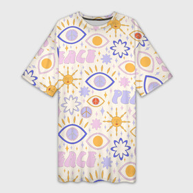 Платье-футболка 3D с принтом ХИППИ ПАТТЕРН В СТИЛЕ 70х в Екатеринбурге,  |  | 70s | 70е | 80s | 80е | 90е | pattern | retro | геометрия | мир | орнамент | паттерн | ретро | узоры | хиппи | цветы