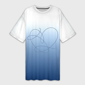Платье-футболка 3D с принтом Сердце love yourself в Екатеринбурге,  |  | bangtan | bts | bts love yourself | gradient | heart | i need you | run | бантан | бантаны | бело голубая | бтс | бтс эра hyyh | ви | градиент | джин | на каждый день | намджун | тэхен | хоби | хосок | чг | чимин | чонгук | шуга | юнги