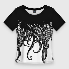 Женская футболка 3D Slim с принтом В щупальцах осьминога в Екатеринбурге,  |  | octopus | асьменог | асьминог | в щупальцах осьминога | животное | морские животные | октопус | осьминог | подводный мир | щупальца | щупальцы