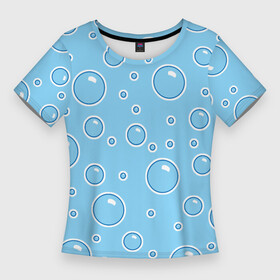Женская футболка 3D Slim с принтом В пузырях в Екатеринбурге,  |  | bubbles | risovaki | underwater | underwater world | бассейн | вода | водный спорт | круги | кружочки | купание | море | на дне | ныряние | океан | плавание | погружение | под водой | подводный мир | прыжок в воду | пузыри