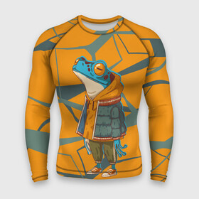 Мужской рашгард 3D с принтом Лягушка в модной куртке в Екатеринбурге,  |  | frog | жаба | линии | лягуха | лягушка | на стиле