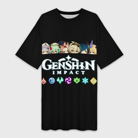 Платье-футболка 3D с принтом Персонажи игры Genshin Impact в Екатеринбурге,  |  | genshin impact | видеоигра | геншин импект | персонажи | символы