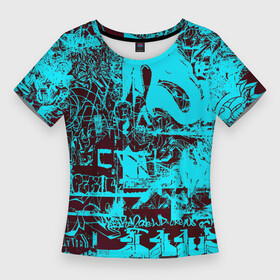 Женская футболка 3D Slim с принтом БИРЮЗОВАЯ ПАЛИТРА ЦВЕТА в Екатеринбурге,  |  | абстракция | минимализм | современная | текстура | узор | цветная