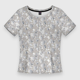 Женская футболка 3D Slim с принтом Белые объемные узоры в Екатеринбурге,  |  | abstract | абстракция | бутоны | геометрия | калейдоскоп | классика | линии | паттерн | текстура | текстурные  узоры | узор | узоры | цветы
