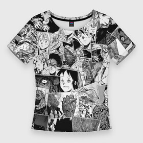 Женская футболка 3D Slim с принтом Дорохэдоро pattern в Екатеринбурге,  |  | anime | caiman | dorohedoro | ebisu | kai | kaiman | nikaido | аниме | анимэ | дорохэдоро | кай | кайман | никайдо | эбису