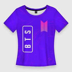 Женская футболка 3D Slim с принтом BTS  Разводы в Екатеринбурге,  |  | band | boyband | bts | k pop | kpop | logo | music | бойбенд | бойбэнд | бтс | группа | к поп | кпоп | лого | логотип | музыка | разводы | символ | символы