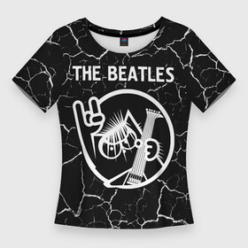 Женская футболка 3D Slim с принтом The Beatles  КОТ  Трещины в Екатеринбурге,  |  | band | beatles | metal | rock | the | the beatles | битлз | группа | кот | мрамор | рок | трещины
