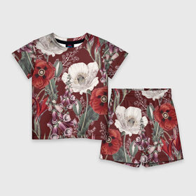 Детский костюм с шортами 3D с принтом Цветы Красного Мака в Екатеринбурге,  |  | flowers | букет | мак | природа | растение | флора | цветы