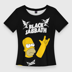 Женская футболка 3D Slim с принтом Black Sabbath Гомер Симпсон Simpsons в Екатеринбурге,  |  | black | black sabath | black sabbath | hard rock | heavy metal | ozzy | sabath | simpson | simpsons | блэк сабат | гомер | группы | метал | музыка | оззи | оззи осборн | ози | осборн | рок | симпсоны | симсон | хард рок | хэви метал