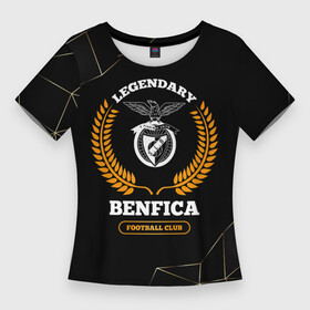 Женская футболка 3D Slim с принтом Лого Benfica и надпись Legendary Football Club на темном фоне в Екатеринбурге,  |  | benfica | club | football | logo | бенфика | звезды | клуб | космос | лого | мяч | символ | спорт | футбол | футболист | футболисты | футбольный