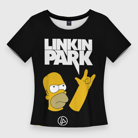 Женская футболка 3D Slim с принтом LINKIN PARK ГОМЕР СИМПСОН, SIMPSONS в Екатеринбурге,  |  | bennington | chester | chester bennington | gomer | homer | linkin | linkin park | music | park | rock | simpson | simpsons | бенингтон | гомер | линкин | линкин парк | музыка | парк | рок | симпсон | симпсоны | честер | честер беннингтон