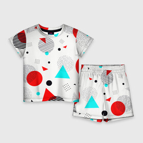 Детский костюм с шортами 3D с принтом GEOMETRIC FIGURED INTERLACING в Екатеринбурге,  |  | абстрактный | белый | вектор | геометрический | графический | зеленый | красочный | линии | розовый | синий | треугольники | узор | цвет | черный