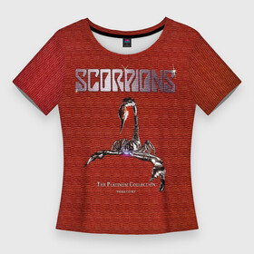 Женская футболка 3D Slim с принтом The Platinum Collection  Scorpions в Екатеринбурге,  |  | scorpion | scorpions | группа | клаус майне | маттиас ябс | метал | микки ди | павел мончивода | рок | рудольф шенкер | скорпион | скорпионс | скорпионы | хард | хардрок | хеви | хевиметал