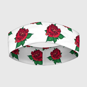 Повязка на голову 3D с принтом Цветы Красные Розы На Белом Фоне в Екатеринбурге,  |  | flowers | букет | природа | растение | роза | розы | флора | цветы