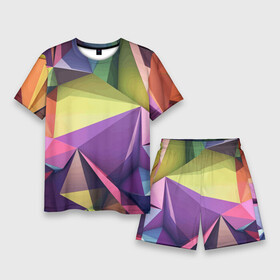 Мужской костюм с шортами 3D с принтом Geometric 3 D abstraction  Геометрическая трехмерная абстракция в Екатеринбурге,  |  | 3d | abstraction | color | geometry | triangle | абстракция | геометрия | треугольник | цвет