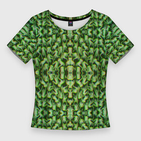 Женская футболка 3D Slim с принтом Множество людей огуречного цвета в Екатеринбурге,  |  | зелень | камуфляж | летний принт | люди | лягушки | огуречная толпа | огурцы | свежесть | толпа