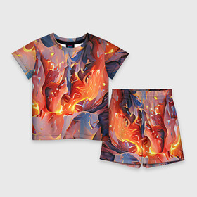 Детский костюм с шортами 3D с принтом Lava  flame в Екатеринбурге,  |  | abstraction | art | bright | colors | fire | flame | lava | multicoloured | positive | абстракция | арт | краски | лава | огонь | пламя | позитивный | разноцветный | рисунок | узоры | фееричный | цвета | яркий