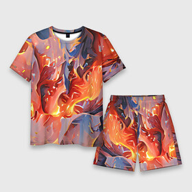 Мужской костюм с шортами 3D с принтом Lava  flame в Екатеринбурге,  |  | abstraction | art | bright | colors | fire | flame | lava | multicoloured | positive | абстракция | арт | краски | лава | огонь | пламя | позитивный | разноцветный | рисунок | узоры | фееричный | цвета | яркий