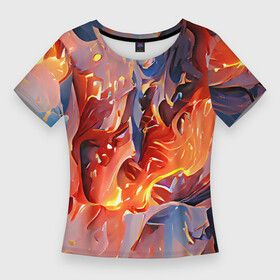 Женская футболка 3D Slim с принтом Lava  flame в Екатеринбурге,  |  | abstraction | art | bright | colors | fire | flame | lava | multicoloured | positive | абстракция | арт | краски | лава | огонь | пламя | позитивный | разноцветный | рисунок | узоры | фееричный | цвета | яркий