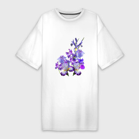Платье-футболка хлопок с принтом Ириски Ирисы в Екатеринбурге,  |  | ириски | ирисы | любимые ирисы | фиолетовые цветы | цветы