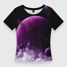 Женская футболка 3D Slim с принтом PURPLE GALAXY  лиловая галактика в Екатеринбурге,  |  | galaxy | planet | purple | space | stars | universe | астрономия | вселенная | галактика | звезды | космос | планета | туманность | фиолетовый