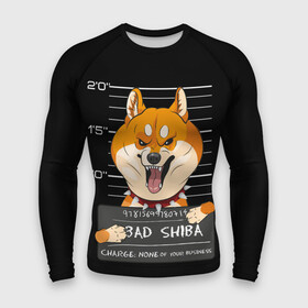 Мужской рашгард 3D с принтом Злая сиба ину в Екатеринбурге,  |  | dog | shiba | shiba inu | сиба | сиба ину | собака | японская собака