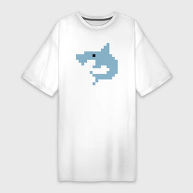 Платье-футболка хлопок с принтом Пиксельная акула в Екатеринбурге,  |  | minecraft | shark | акула | акулы | белая | катран | квадраты | майнкрафт | пиксели | пиксель | рыба | селахия | тигровая | тупорылая | хищник | шарк