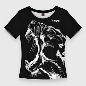 Женская футболка 3D Slim с принтом I m angry Cougar в Екатеринбурге,  |  | angry | cougar | fangs | im angry | open mouth | predator | wild | дикая | злая | клыки | открытая пасть | пума | хищник | я в гневе