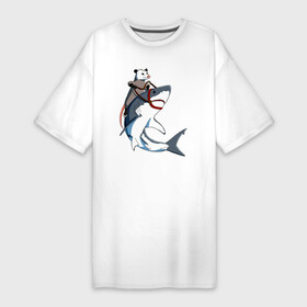 Платье-футболка хлопок с принтом Опоссум верхом на акуле в Екатеринбурге,  |  | Тематика изображения на принте: shark | акула | акулы | белая | катран | опоссум | рыба | селахия | тигровая | тупорылая | хищник | шарк