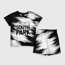 Детский костюм с шортами 3D с принтом Южный парк  персонажи и логотип (South Park) в Екатеринбурге,  |  | eric | kenny | kyle | south park | stanley | кайл | кенни | мультфильм | саус парк | сауспарк | сериал | стэн | эрик | южный парк