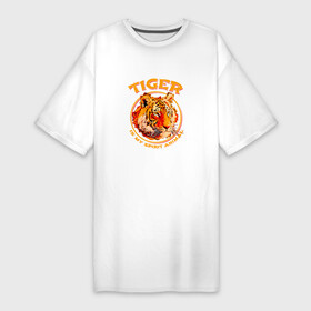 Платье-футболка хлопок с принтом Тигр  мое тотемное животное в Екатеринбурге,  |  | tiger | животное | зверь | кошачие | кошачий | крупная кошка | тигр | тигринный | тигрица | тигры | хищник | царь зверей