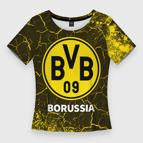 Женская футболка 3D Slim с принтом БОРУССИЯ + Краска в Екатеринбурге,  |  | borussia | club | dortmund | footbal | logo | боруссия | дортмунд | знак | клуб | краска | краски | логотип | логотипы | символ | символы | форма | футбол | футбольная | футбольный