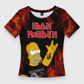 Женская футболка 3D Slim с принтом Iron Maiden Гомер Симпсон Рокер в Екатеринбурге,  |  | gomer | homer | iron | iron maiden | maiden | music | rock | simpson | simpsons | айрон майден | айрон мейден | гомер | музыка | рок | рокер | симпсон | симпсоны