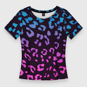 Женская футболка 3D Slim с принтом Леопардовый градиент в Екатеринбурге,  |  | дикая кошка | дикие кошки | животные | кошка | леопард | паттернт | природа | текстура
