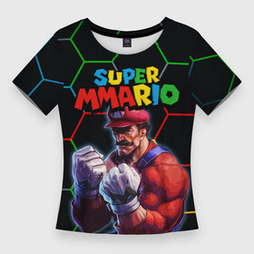 Женская футболка 3D Slim с принтом ММАРИО  ММА  Супер Марио  Super Mario в Екатеринбурге,  |  | 8 бит | mario | mma | super mario | бои без правил | гексагоны | денди | игра марио | качок | луиджи | мма | ммарио | надпись марио | нинтендо | сега | супер марио | супер ммарио | шестиугольники